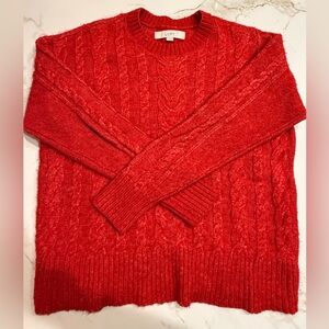 LOFT Red Cable Knit Sweater – Size Small